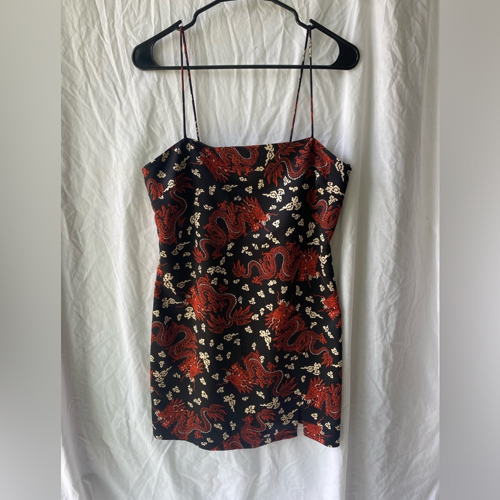 Black dress with white and red dragon from Zara, never worn